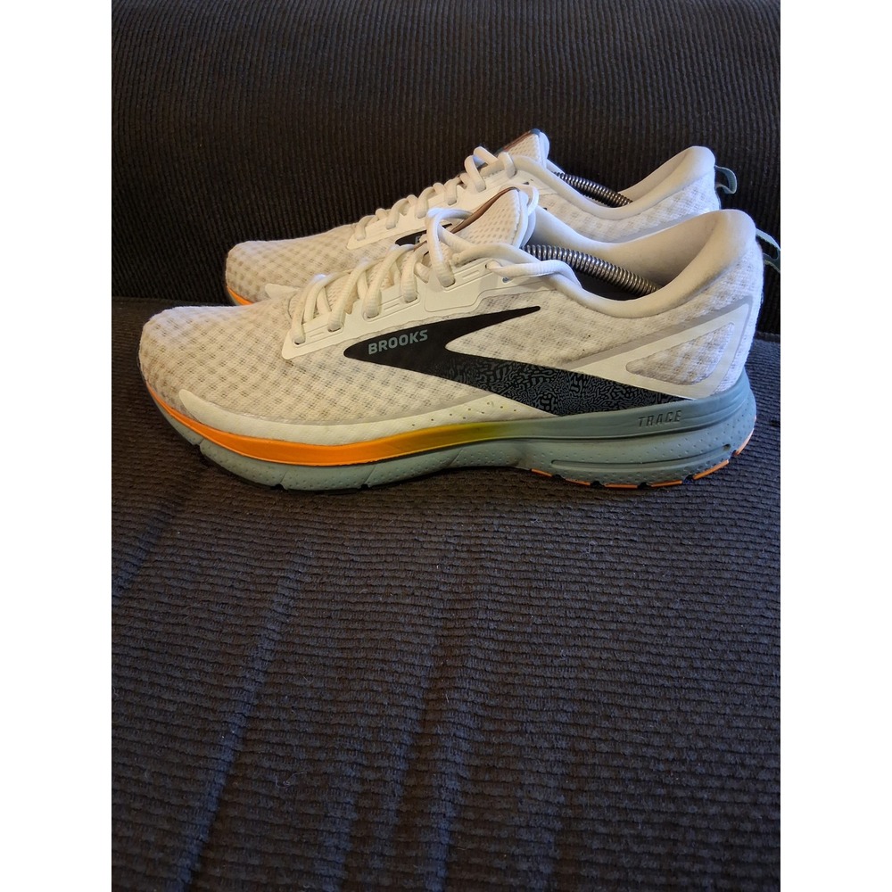 Brooks Trace 3 Mens Running Shoes White Grey Orange 1104121D185 Size 13